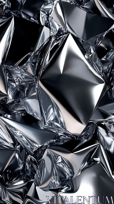 Specular-fold chrome topology with high-tension polygon creases.