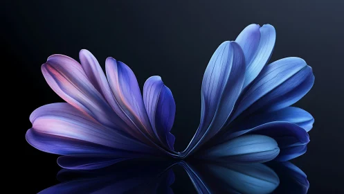 Petals curl like twin waves choreographed in midnight light