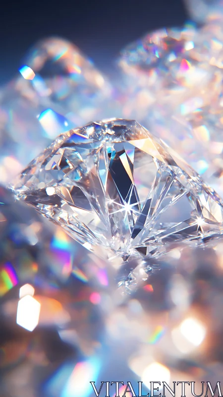 Macro-rendered diamond caustics with high dispersion and bokeh