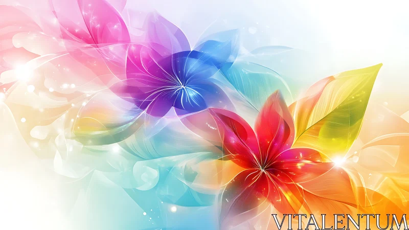 Radiant Flowers Dancing in Colorful Light.