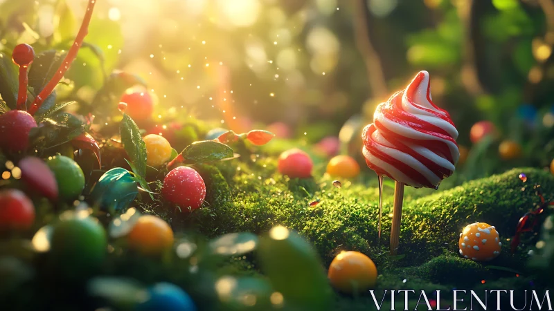 Candy grove at golden hour, where sweets bloom softly.