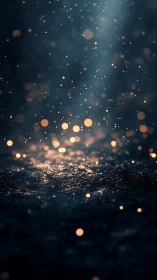 Volumetric bokeh particles in low-light cinematic depth field.