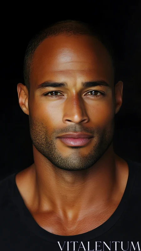 Close crop portrait shows confident man in studio lighting