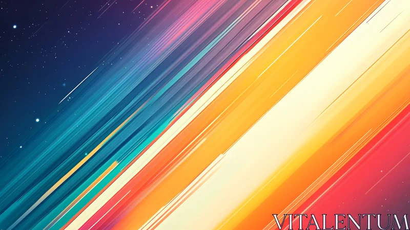 Diagonal multicolor light streaks over starfield gradient sky