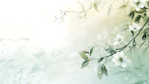 Ethereal Floral Choreography Unfolds Across Jade-Hued Canvas