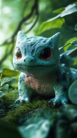 Bright-eyed forest creature pauses gently on soft moss