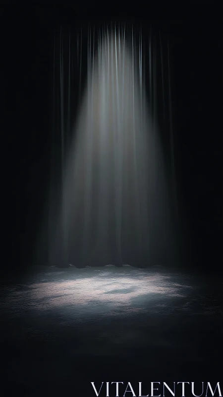 Colimated theatrical spotlight on textured stage floor surface.