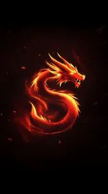 Coiled fire dragon emblem in molten red energy glow.