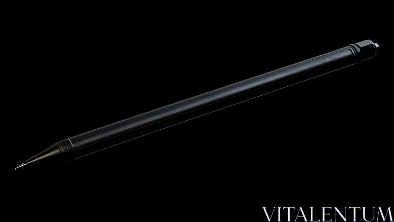 Black tactical pen rendered at oblique angle against dark background