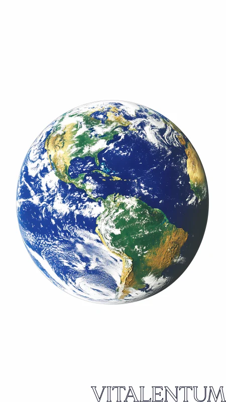 Our blue-green Earth floating gently in bright white space.