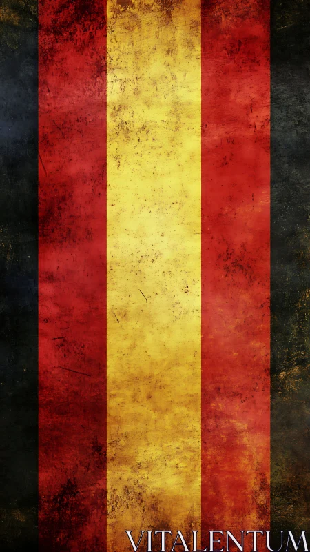 Vertical tricolor bands with distressed textured finish.