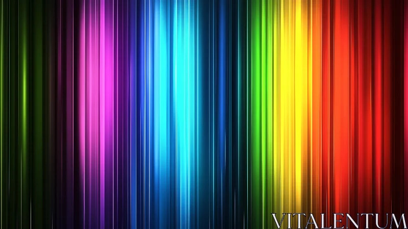 Vertical neon spectrum lines glow across dark gradient.