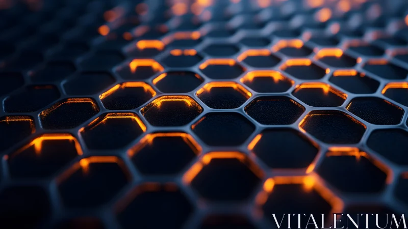 Futuristic glowing hexagonal grid pattern with orange neon light. Futuristic glowing hexagonal grid pattern with orange neon light.