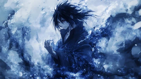 Storm-born sorcerer folds midnight tides into his hands