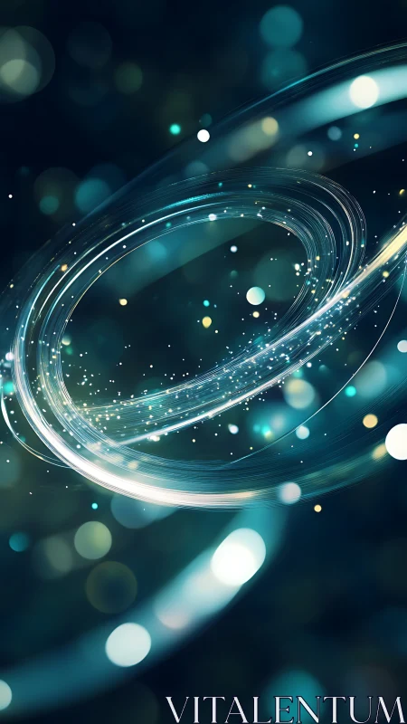 Glowing energy rings swirl through a dreamy teal cosmos