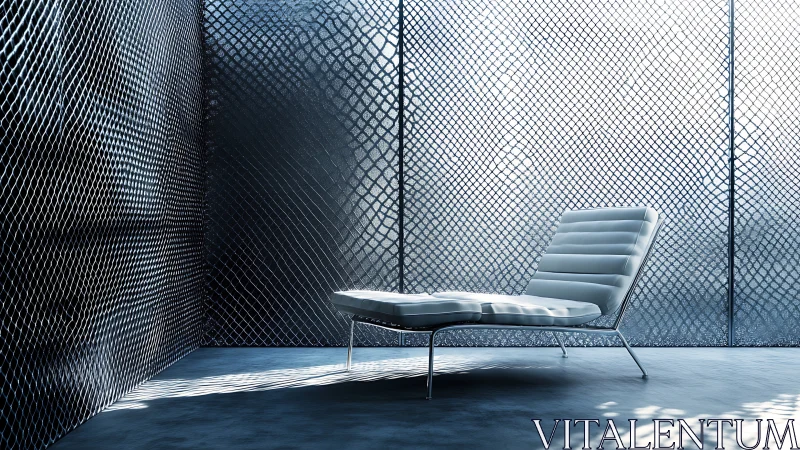 Minimalist Modernist Interior with Geometric Mesh Walls.