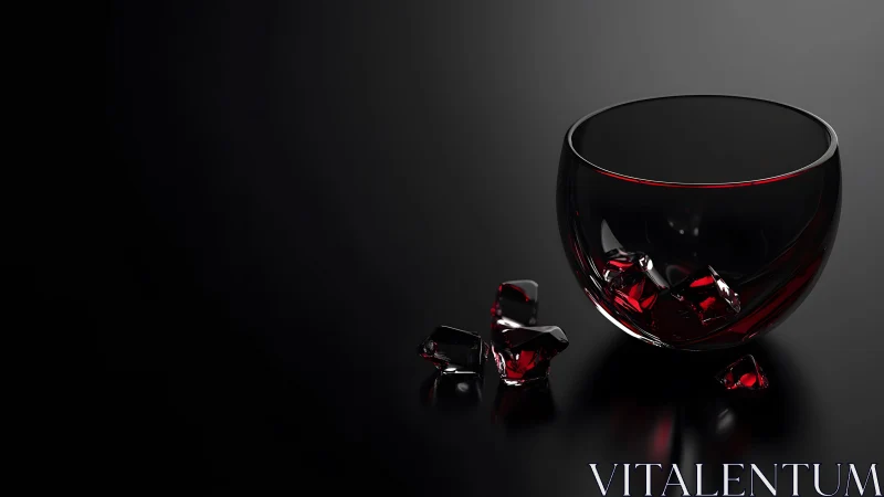Elegant glass bowl with red ice cubes on black background. Elegant glass bowl with red ice cubes on black background.