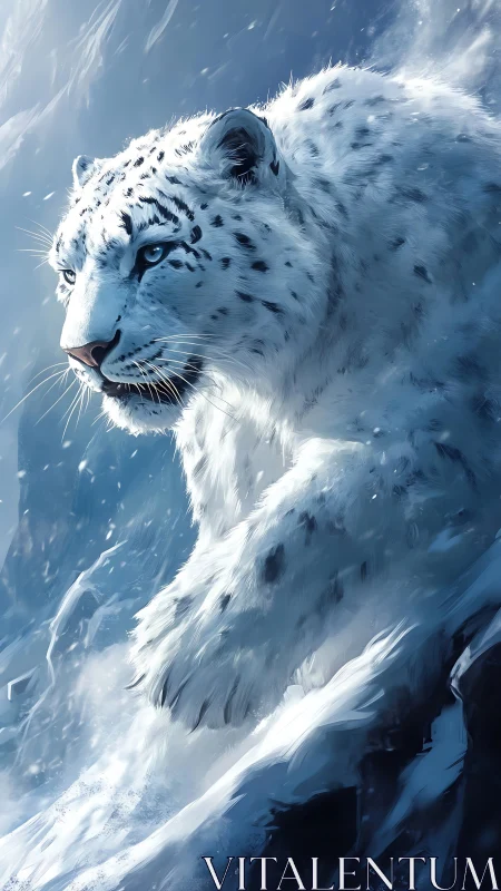 Snow Leopard Portrait: Ethereal Mountain Predator in Arctic Conditions