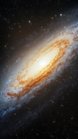 Spiral galaxy core glows amid dense starfield in deep space