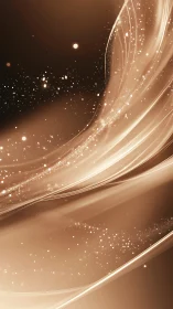 Golden light trails with sparkling abstract particle waves.