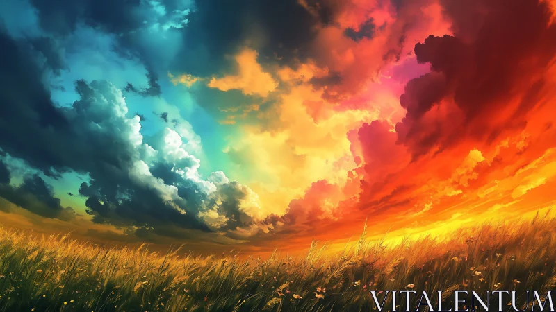 Skyfire horizon where stormlight collides with burning dusk.