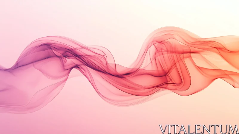 Flowing pink smoke ribbon curves across soft gradient