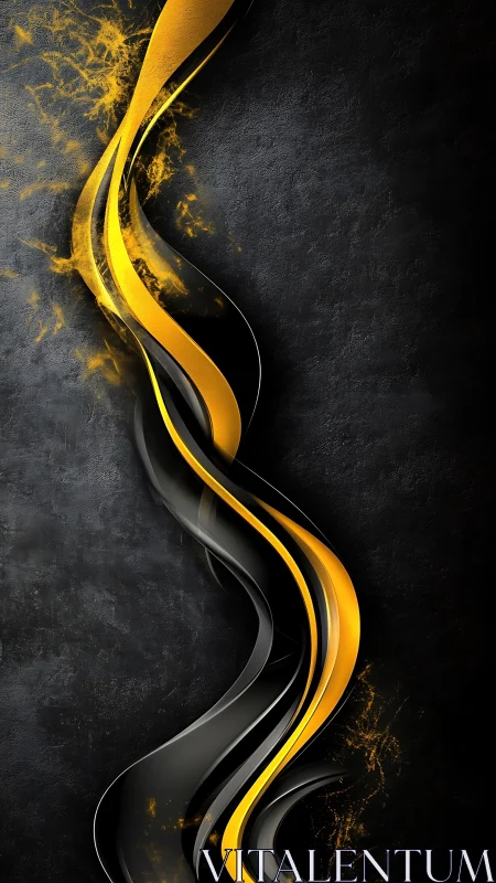 Golden ribbon glow dancing across deep charcoal black.