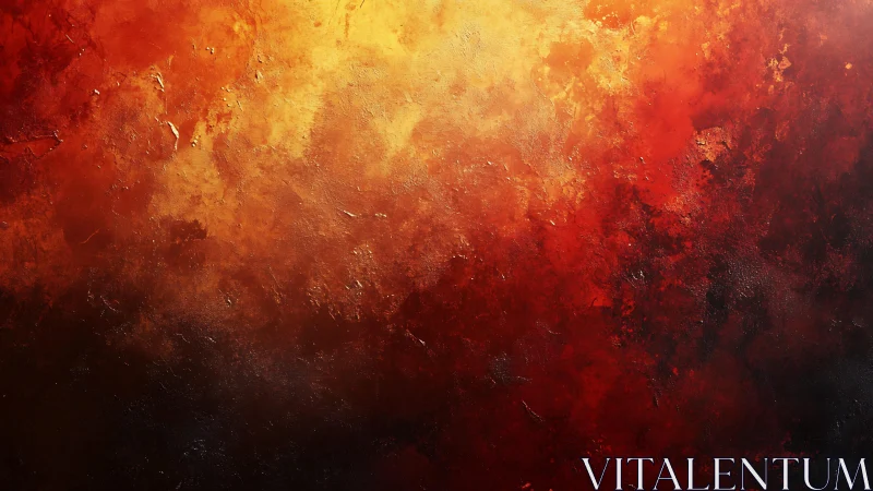 Fiery Abstract Textured Painting with Warm Gradient Hues.