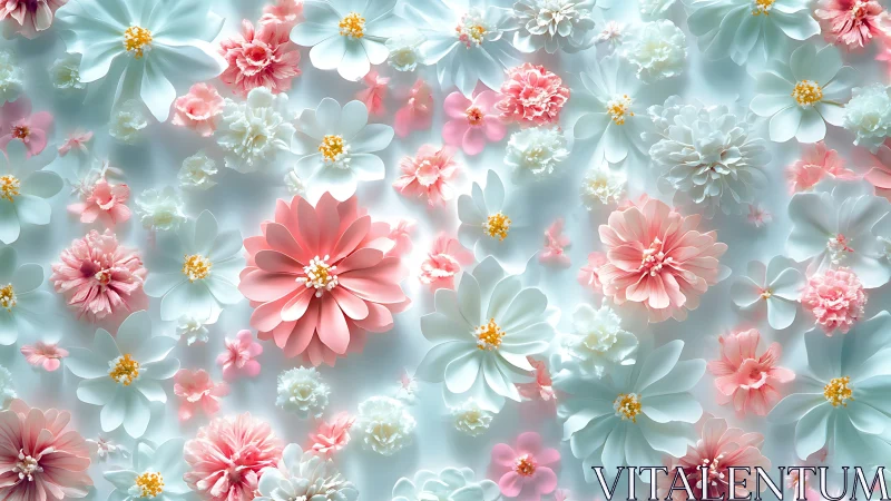Luminous Floral Composition: Pink, White, Mint Blooms