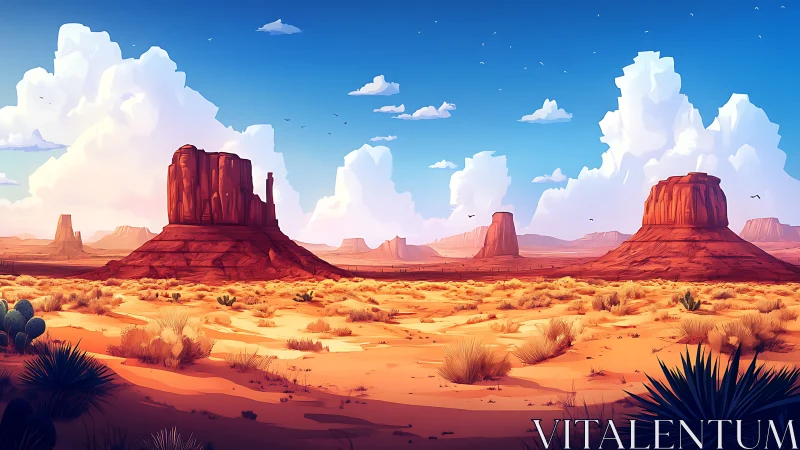 Sunlit mesas stand guard beneath towering desert clouds.