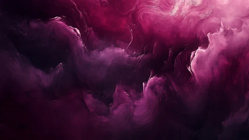 Crimson nebula clouds swirl in a moody abstract digital space