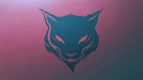 Stylized feline head logo over gradient dusk background.