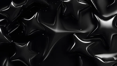 Glossy Black Abstract Stars Pattern in Modern Digital Art Style.