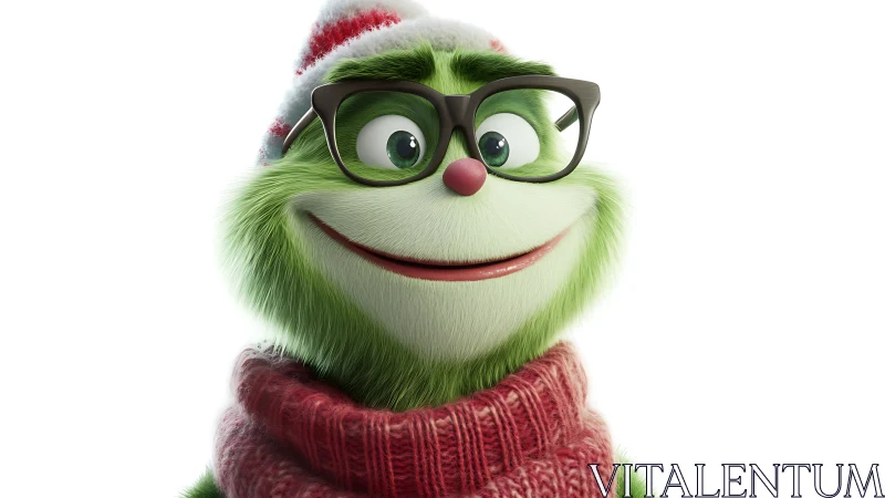 3D holiday creature portrait with knit sweater detailing.