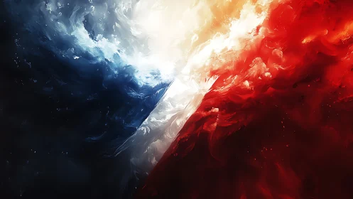 Color storms collide as crimson and cobalt split the sky