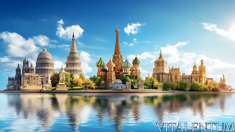 Iconic waterfront skyline blending global classical domes.