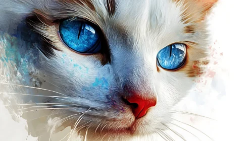 Sapphire-Eyed Reverie: When Feline Gaze Becomes Liquid Dream