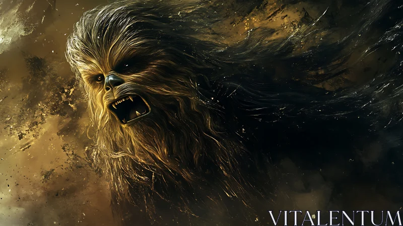 Roaring space beast unfurls in a storm of molten starlight.