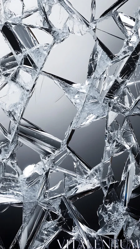Shattered glass shards form a high-contrast abstract surface