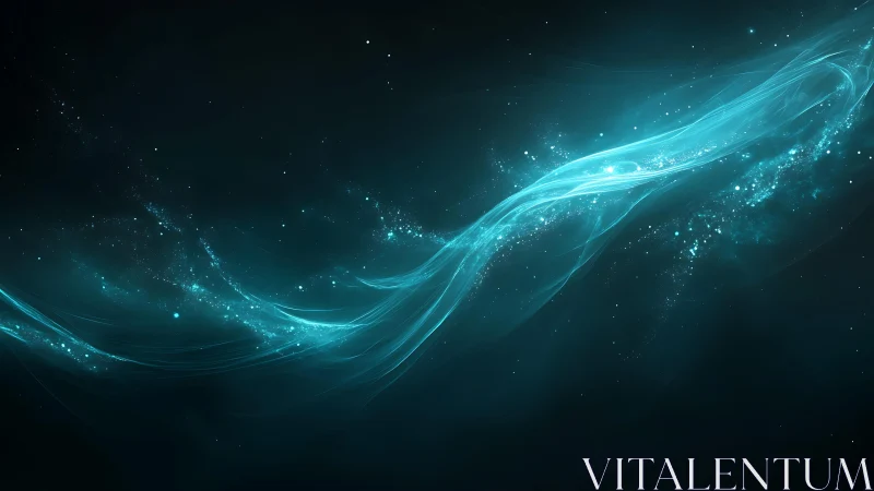 Abstract blue energy wave flowing through dark cosmic space.