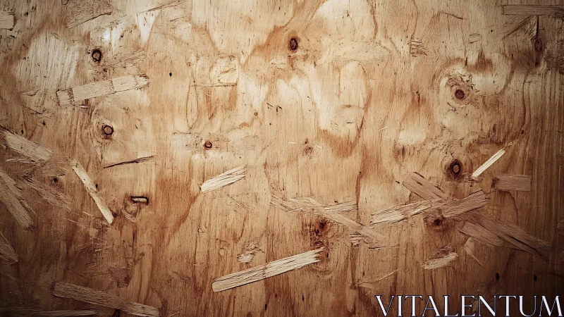 Close-up OSB plywood surface with knots and splintered grain