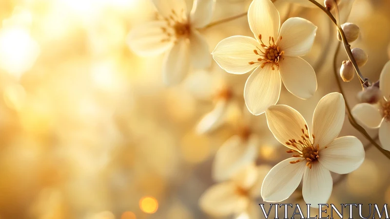 Delicate Sunlit Flowers Dance in Warm Golden Light