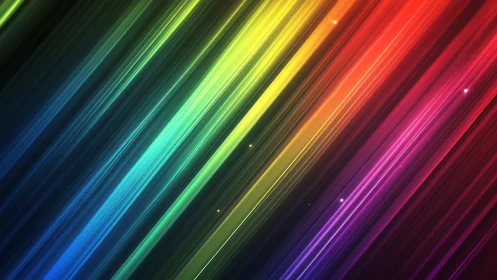 Glowing rainbow light trails streak across a dreamy night sky.