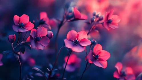 Neon Pink Flowers in Soft Focus Bloom.