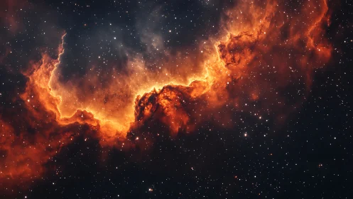 Astrophotographic nebula ridge in high-contrast deep space study.