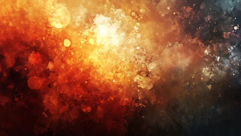 Fiery Abstract Digital Painting with Warm Glowing Light Effect.