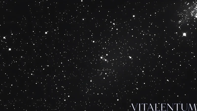 Dense starfield under night sky captured in monochrome.