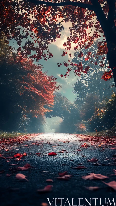 Autumn Canopy: Luminous Forest Corridor with Silhouette Foliage.