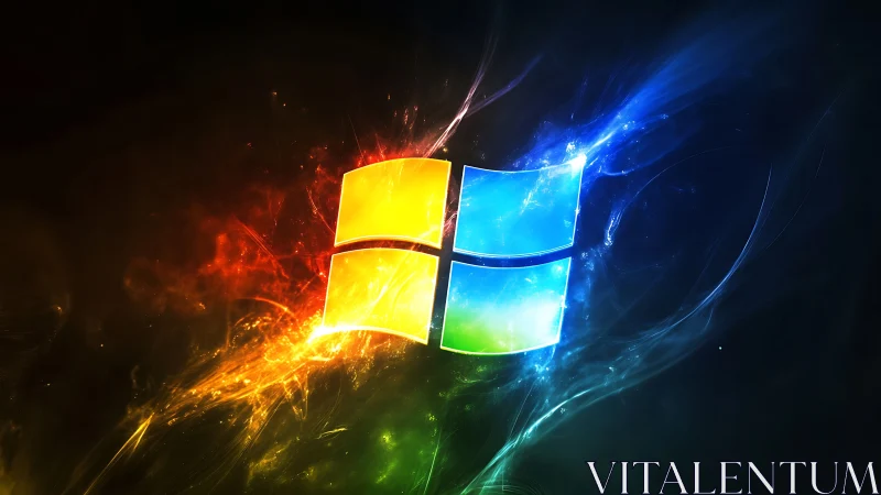 Prismatic window drifts through cosmic neon stormfire.