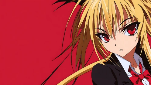 Scarlet gaze slices silence against a blazing red void